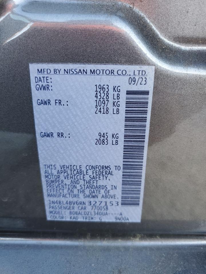 2024 NISSAN ALTIMA S VIN:1N4BL4BV6RN327153