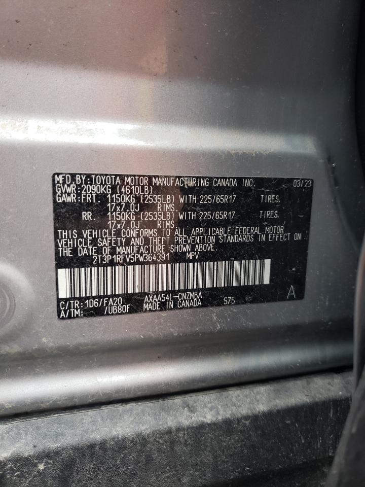 2023 TOYOTA RAV4 XLE VIN:2T3P1RFV5PW364391