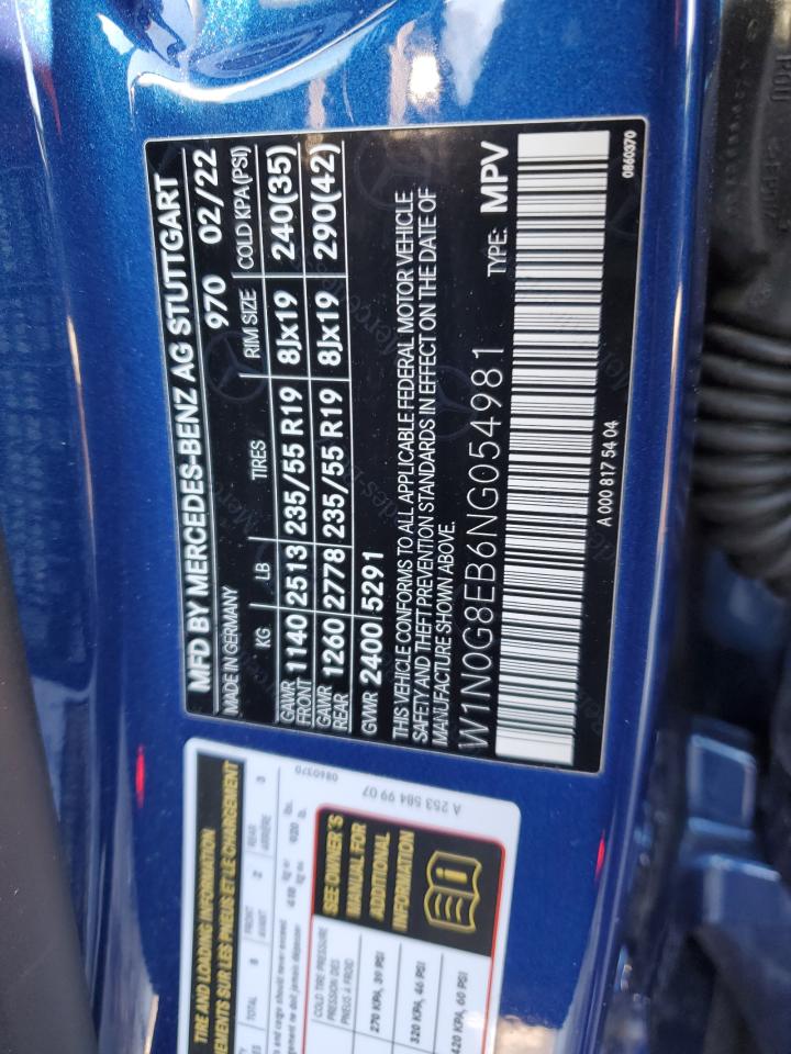 2022 MERCEDES-BENZ GLC 300 4MATIC VIN:W1N0G8EB6NG054981