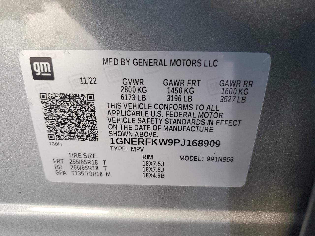 2023 CHEVROLET TRAVERSE LS VIN:1GNERFKW9PJ168909