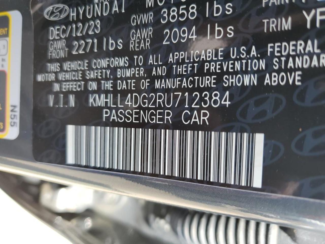 2024 HYUNDAI ELANTRA SE VIN:KMHLL4DG2RU712384