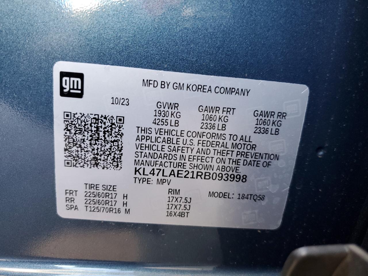 2024 BUICK ENVISTA PREFERRED VIN:KL47LAE21RB093998