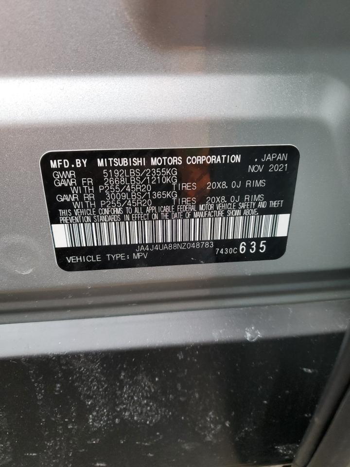 2022 MITSUBISHI OUTLANDER SE VIN:JA4J4UA88NZ048783