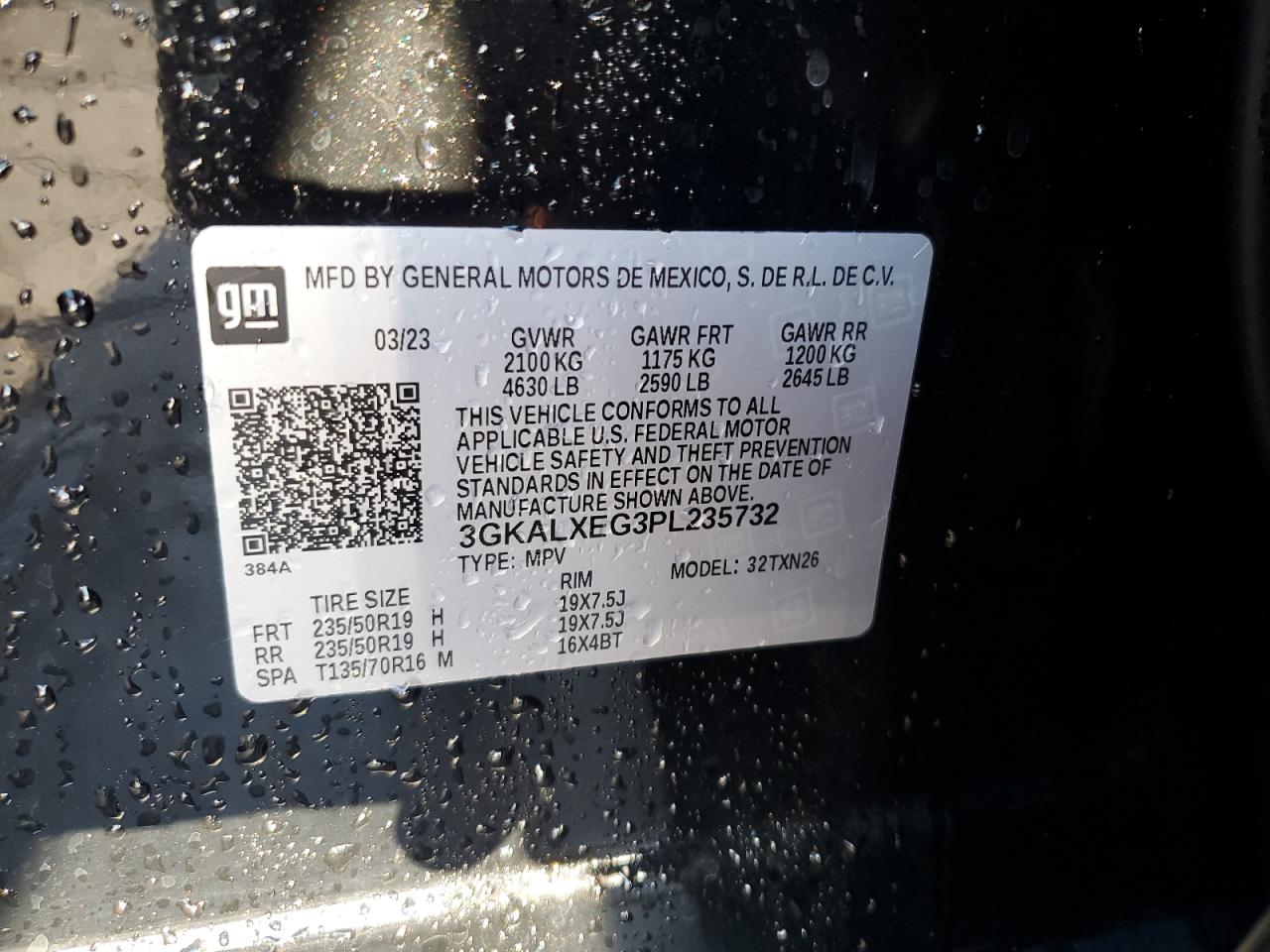 2023 GMC TERRAIN DENALI VIN:3GKALXEG3PL235732