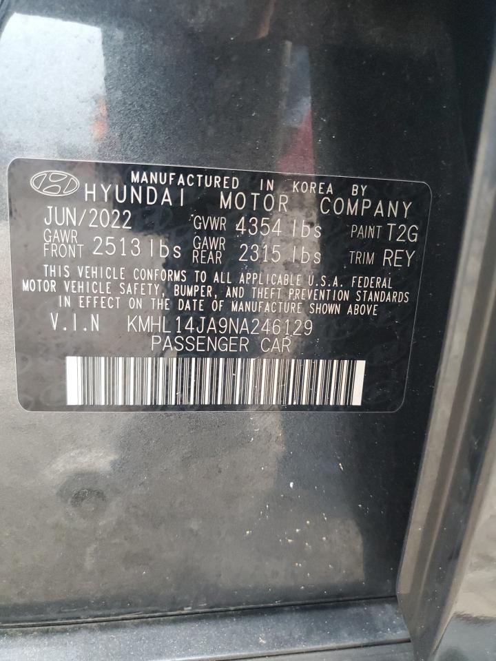 2022 HYUNDAI SONATA SEL VIN:KMHL14JA9NA246129
