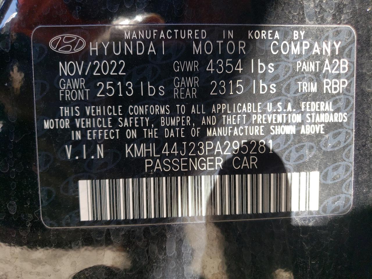 2023 HYUNDAI SONATA SEL PLUS VIN:KMHL44J23PA295281