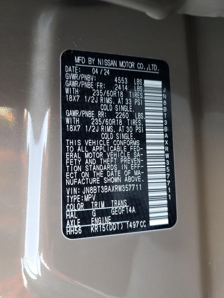 2024 NISSAN ROGUE SV VIN:JN8BT3BAXRW357711
