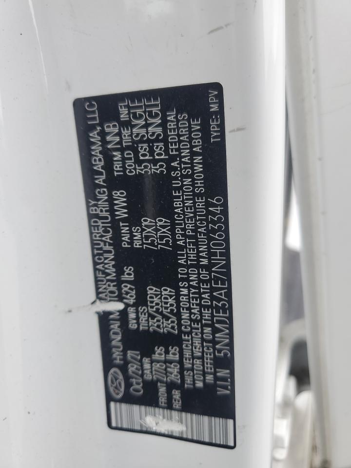2022 HYUNDAI TUCSON LIMITED VIN:5NMJE3AE7NH063346