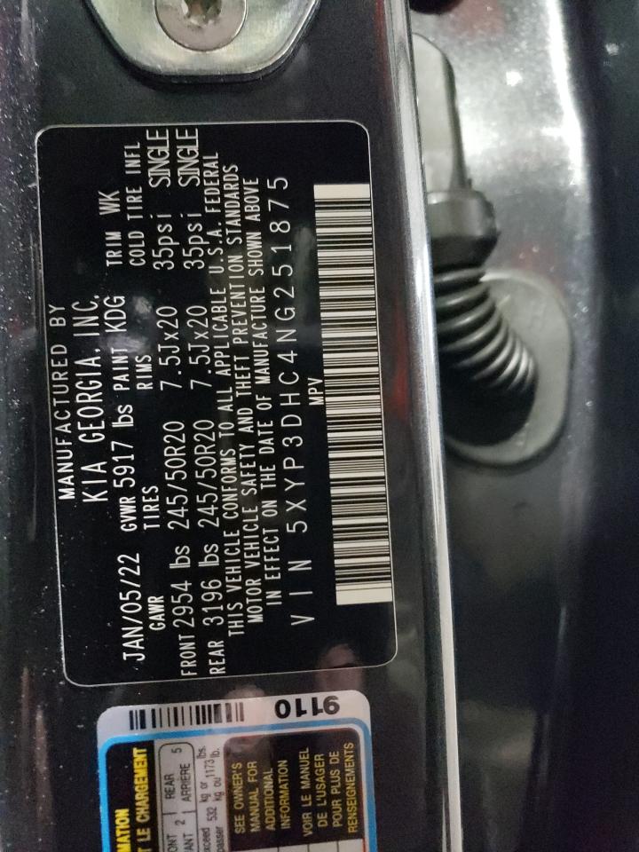 2022 KIA TELLURIDE EX VIN:5XYP3DHC4NG251875