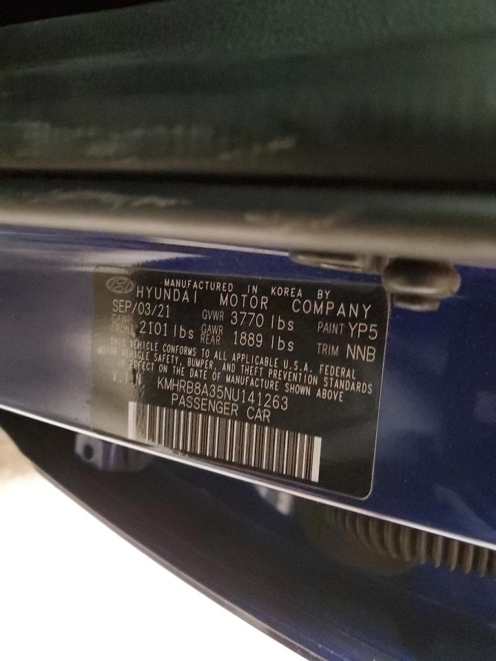 2022 HYUNDAI VENUE SE VIN:KMHRB8A35NU141263