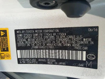2016 Lexus ES 300 JTHBW1GG8G2127883 VIN:JTHBW1GG8G2127883