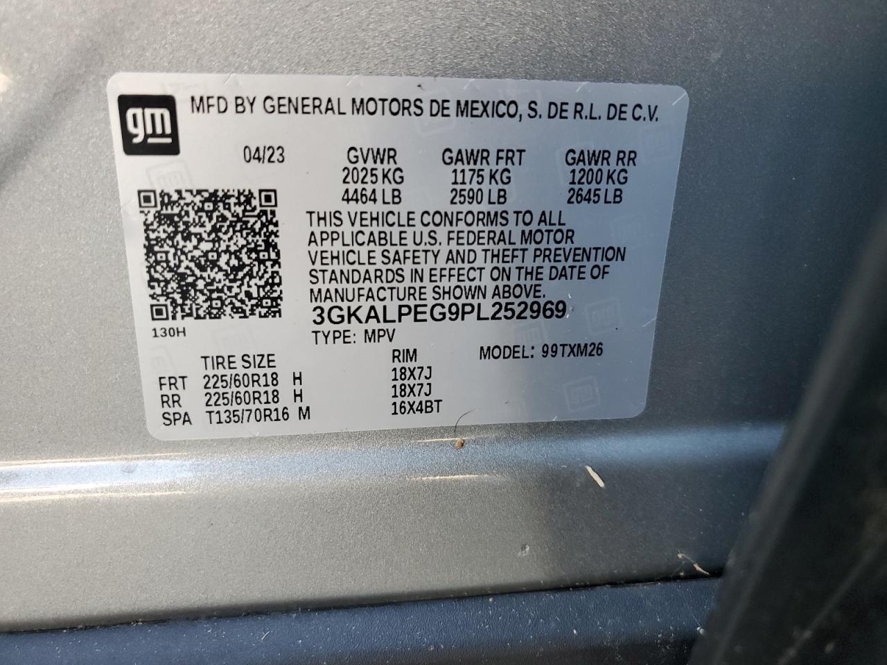 2023 GMC TERRAIN SLT VIN:3GKALPEG9PL252969