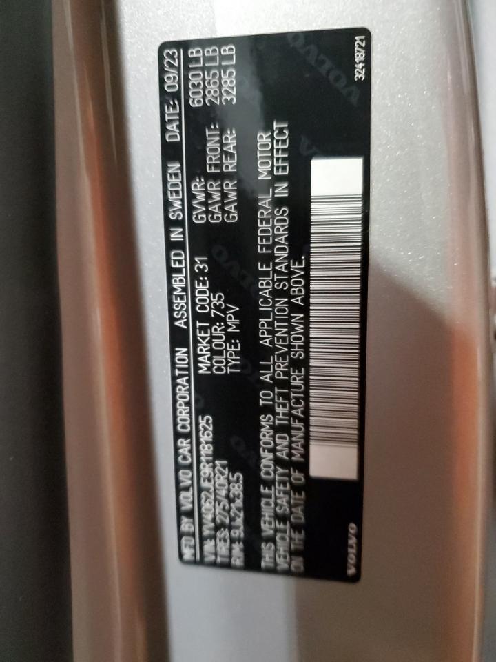 2024 VOLVO XC90 PLUS VIN:YV4062JE9R1181625