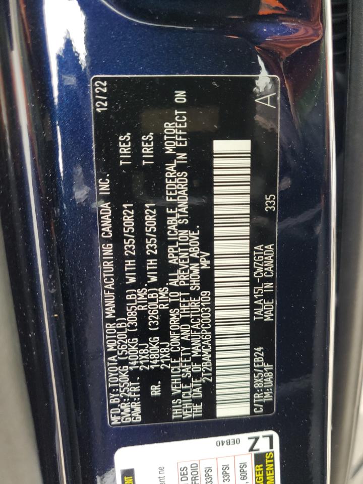 2023 LEXUS RX 350 BASE VIN:2T2BAMCA6PC003109