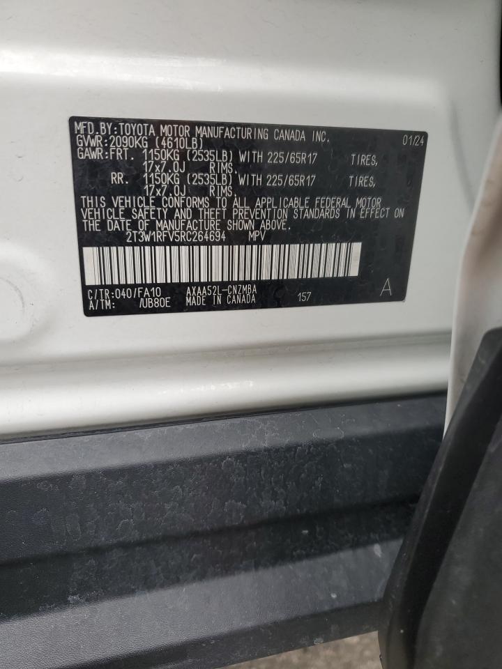 2024 TOYOTA RAV4 XLE VIN:2T3W1RFV5RC264694