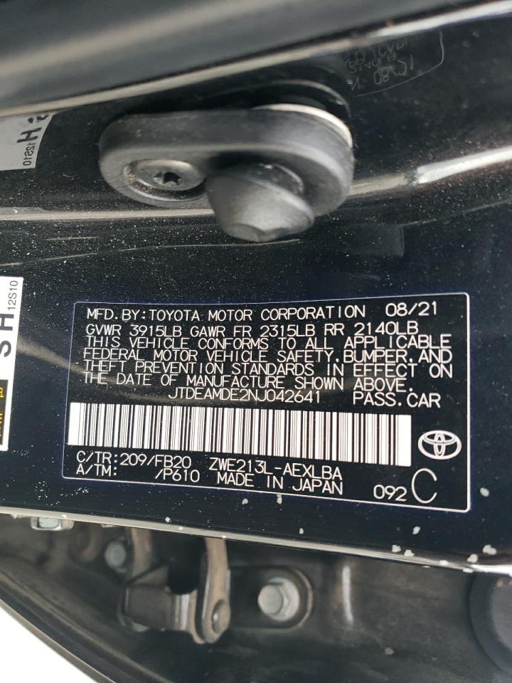 2022 TOYOTA COROLLA LE VIN:JTDEAMDE2NJ042641