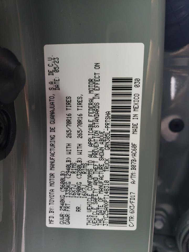 2023 TOYOTA TACOMA DOUBLE CAB VIN:3TYCZ5ANXPT148310