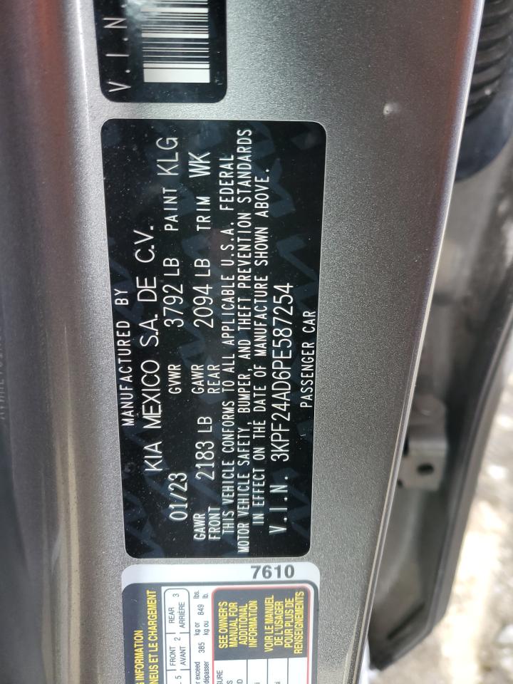 2023 KIA FORTE LX VIN:3KPF24AD6PE587254