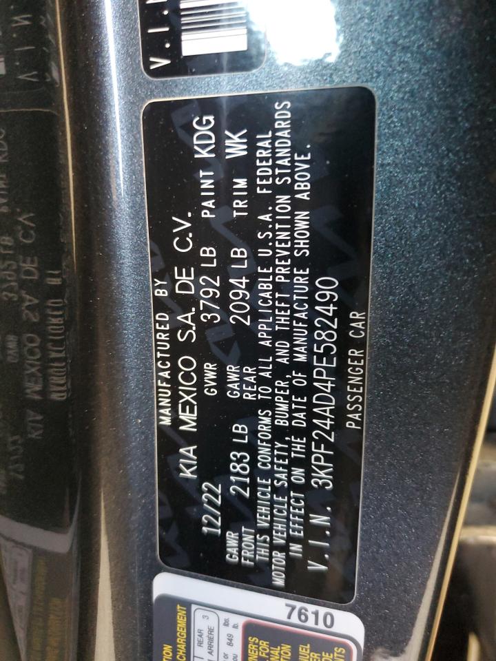 2023 KIA FORTE LX VIN:3KPF24AD4PE582490