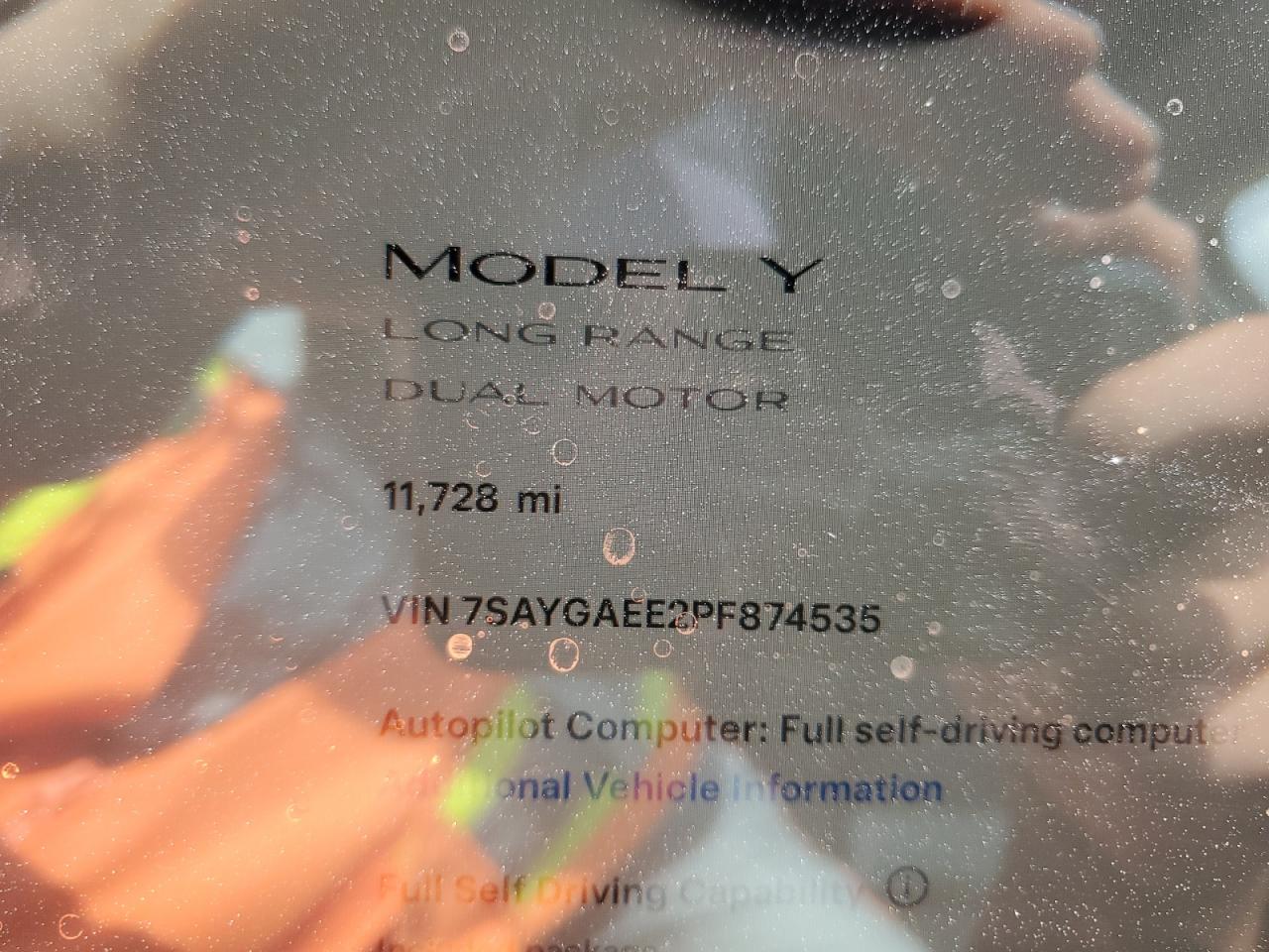 2023 TESLA MODEL Y  VIN:7SAYGAEE2PF874535