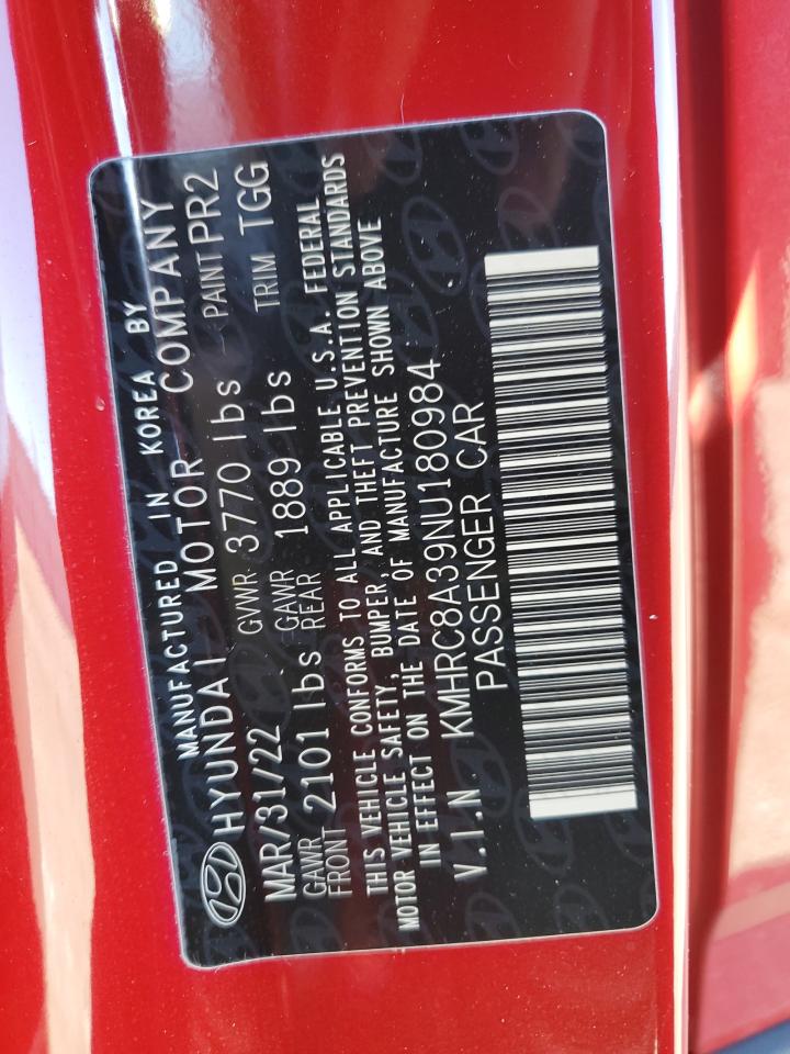 2022 HYUNDAI VENUE SEL VIN:KMHRC8A39NU180984