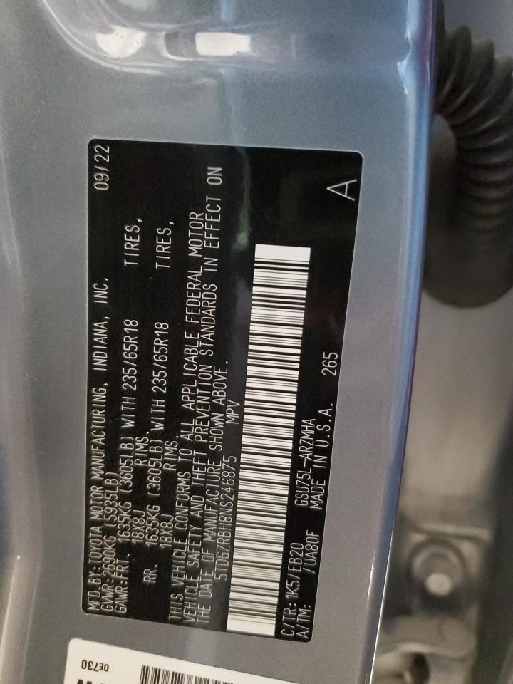 2022 TOYOTA HIGHLANDER XLE VIN:1FTNS2EL2DDA60813