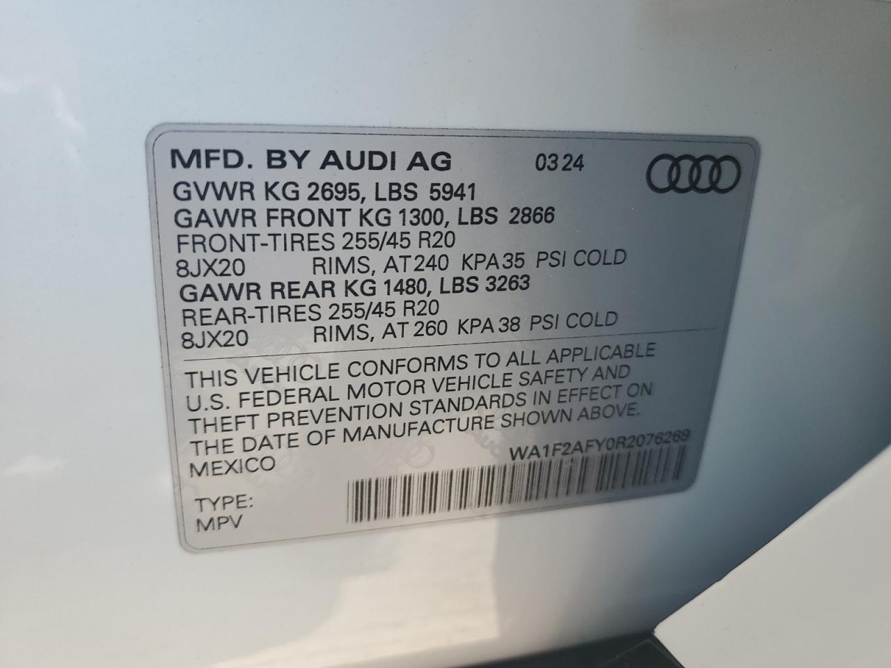 2024 AUDI Q5 E PRESTIGE 55 VIN:WA1F2AFY0R2076269