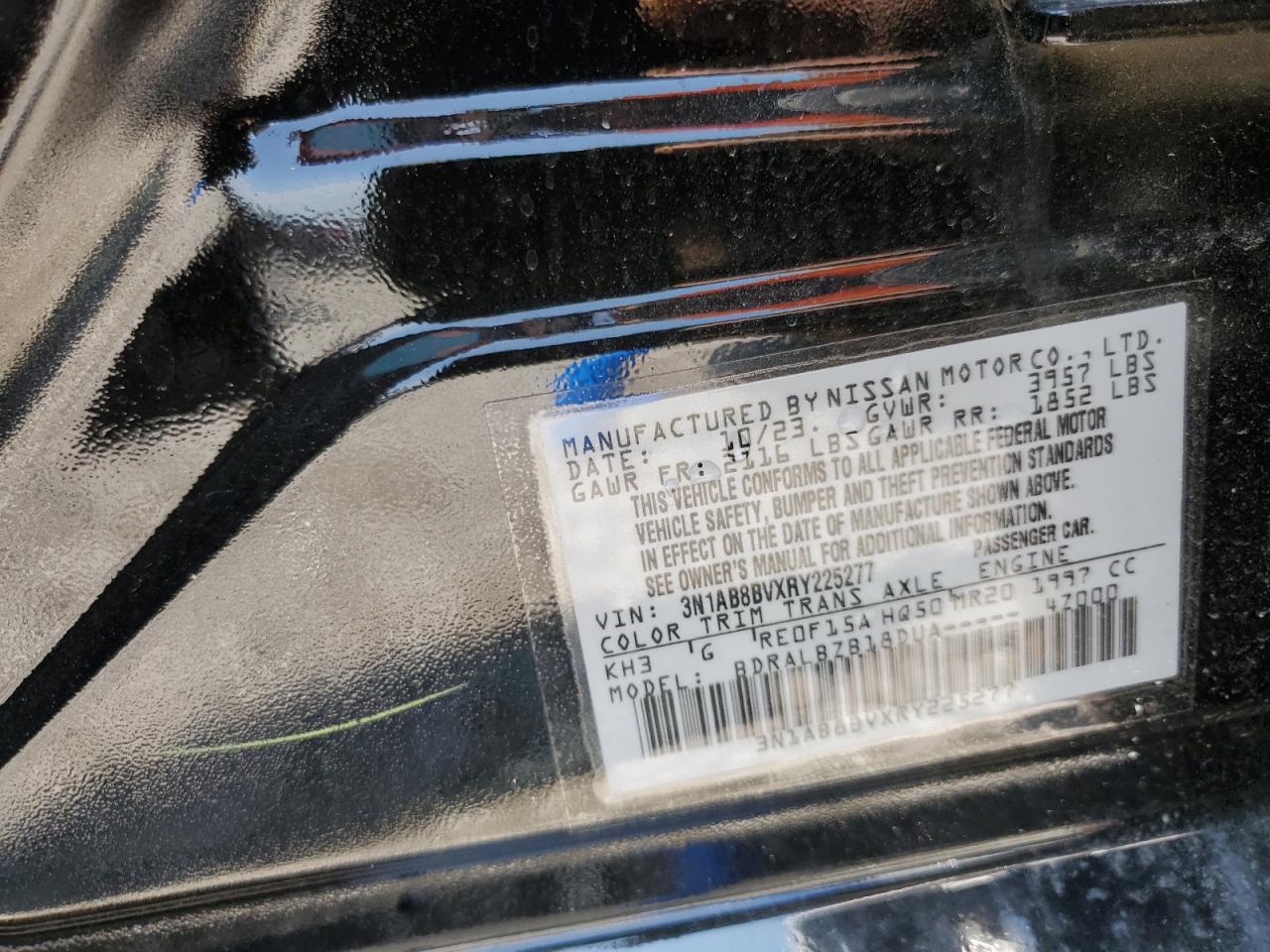 2024 NISSAN SENTRA S VIN:3N1AB8BVXRY225277 – VIN Public