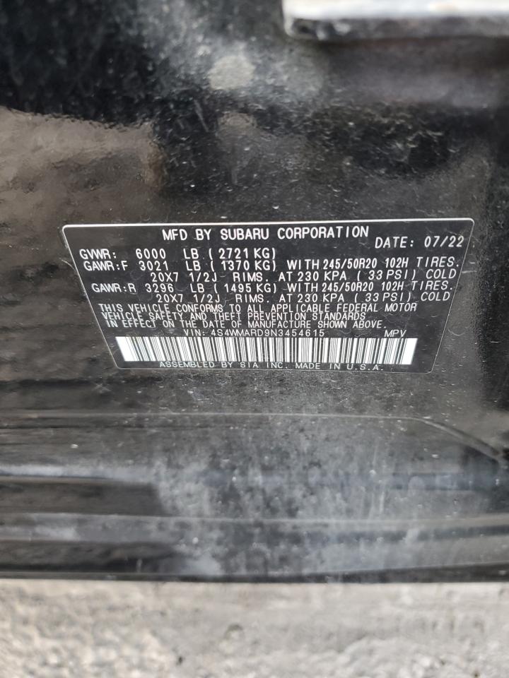 2022 SUBARU ASCENT TOURING VIN:4S4WMARD9N3454615