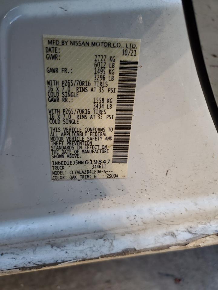 2022 NISSAN FRONTIER S VIN:1N6ED1EJ5NN619847