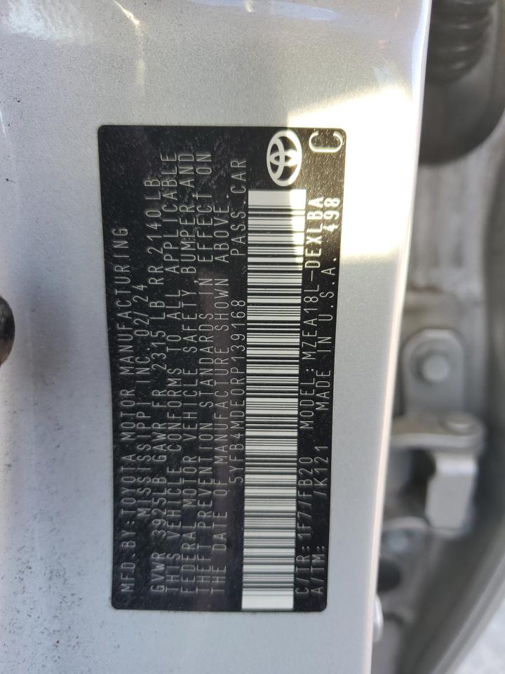 2024 TOYOTA COROLLA LE VIN:5YFB4MDE0RP139168