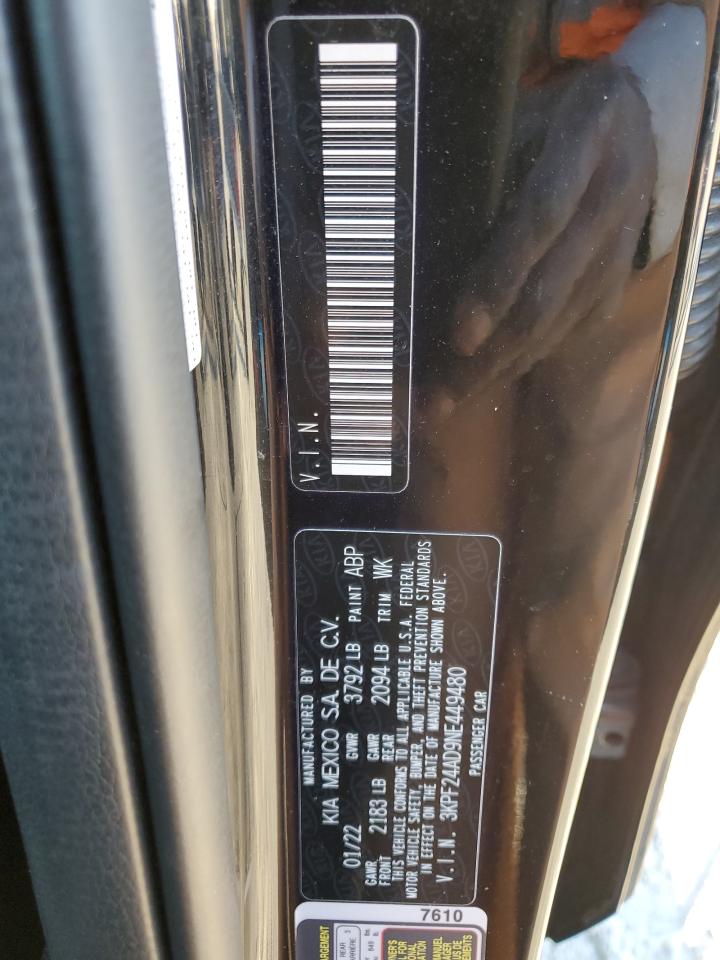 2022 KIA FORTE FE VIN:3KPF24AD9NE449480