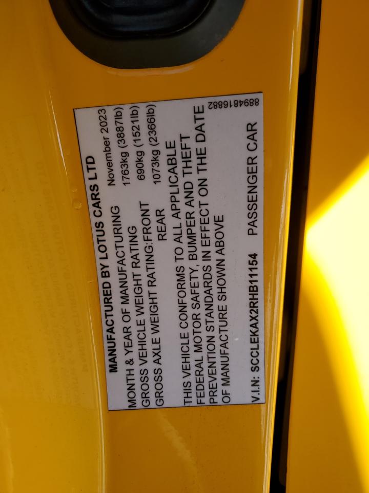 2024 LOTUS EMIRA FIRST EDITION VIN:SCCLEKAX2RHB11154