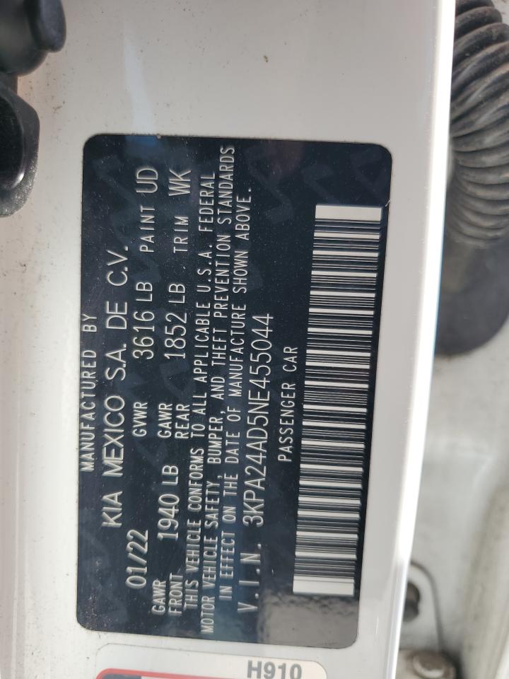 2022 KIA RIO LX VIN:3KPA24AD5NE455044