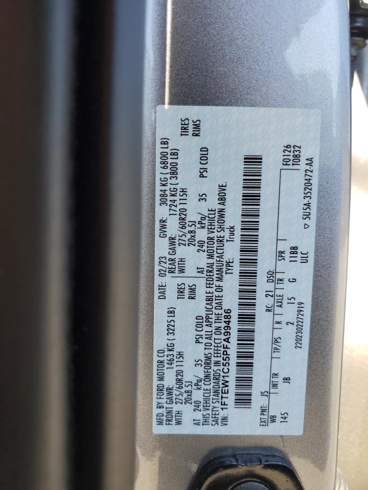 2023 FORD F150 SUPERCREW VIN:1FTEW1C55PFA99486