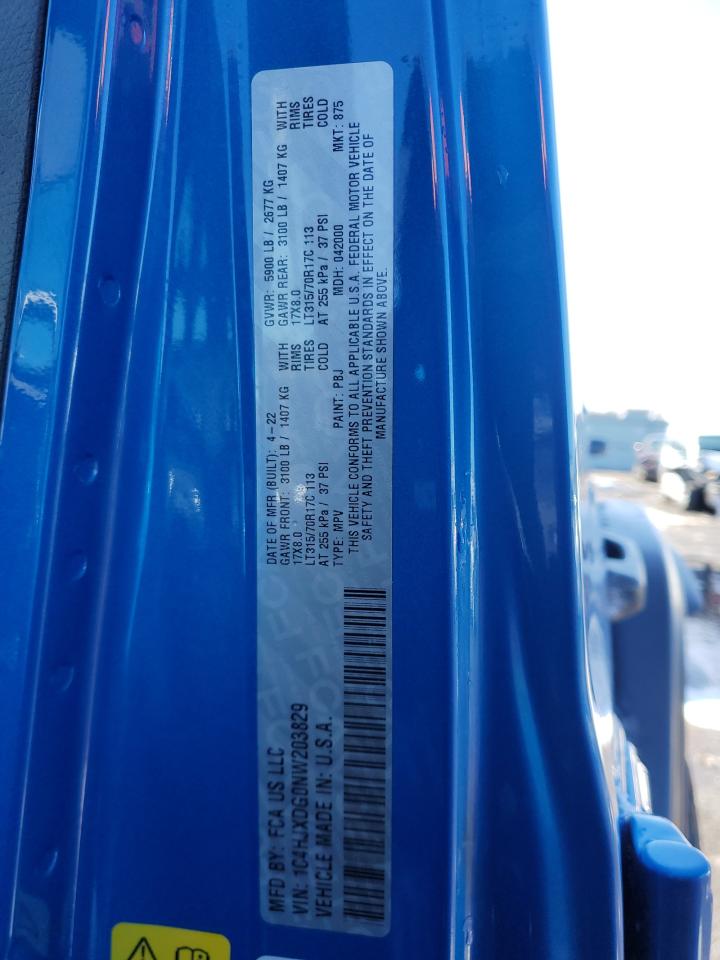 2022 JEEP WRANGLER UNLIMITED SPORT VIN:1C4HJXDG0NW203829