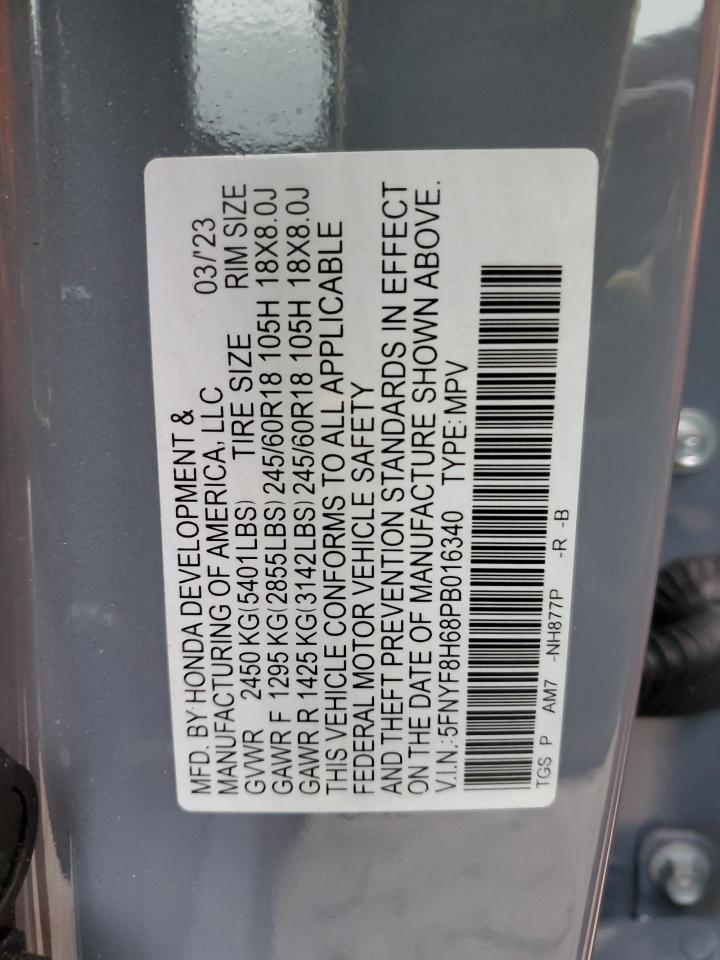 2023 HONDA PASSPORT TRAIL SPORT VIN:5FNYF8H68PB016340