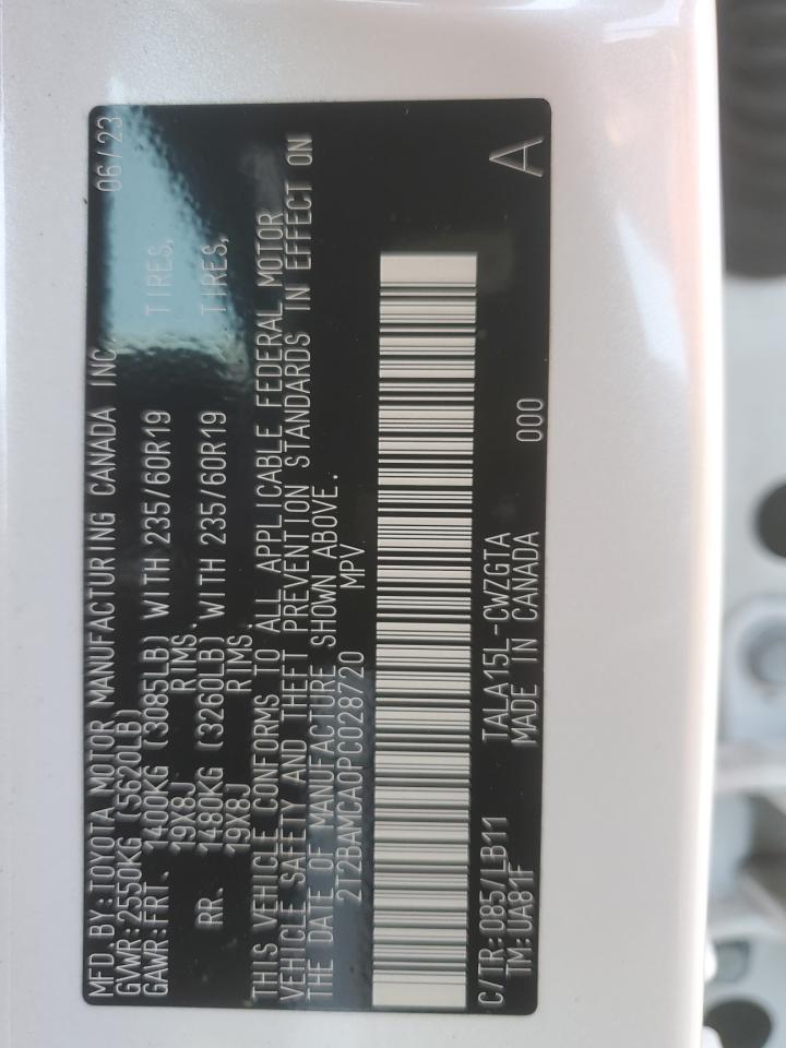 2023 LEXUS RX 350 BASE VIN:2T2BAMCA0PC028720