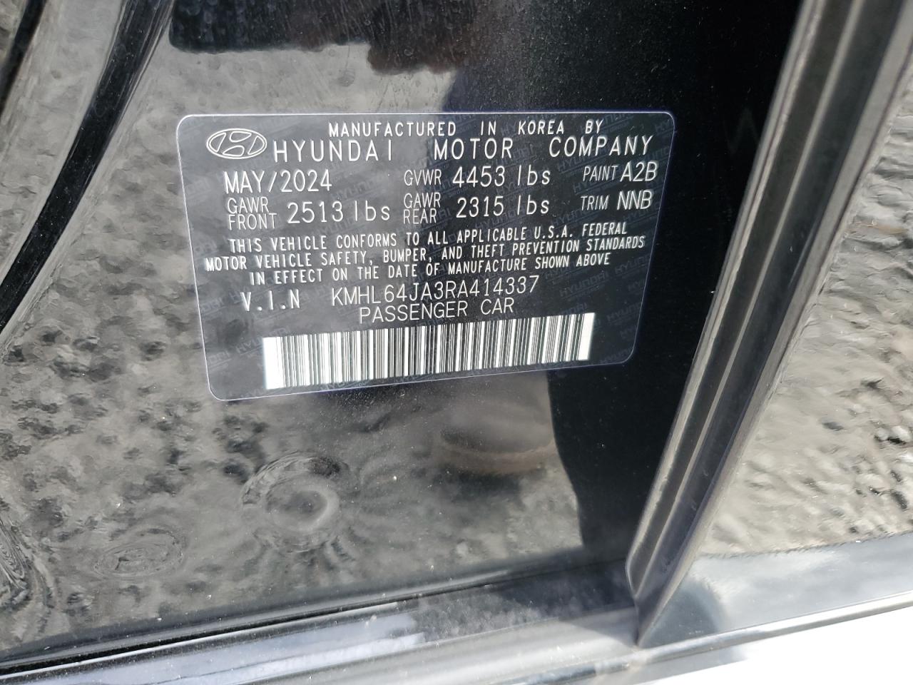 2024 HYUNDAI SONATA SEL VIN:KMHL64JA3RA414337