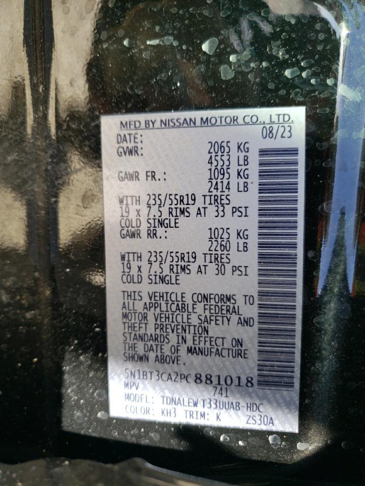 2023 NISSAN ROGUE SL VIN:5N1BT3CA2PC881018