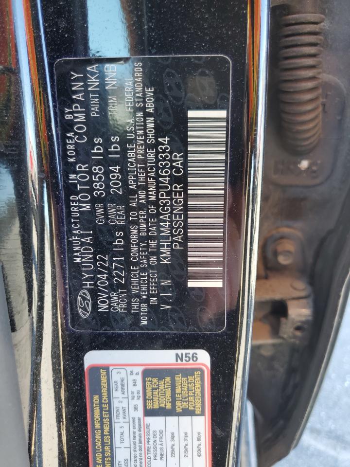 2023 HYUNDAI ELANTRA SEL VIN:KMHLM4AG3PU463334
