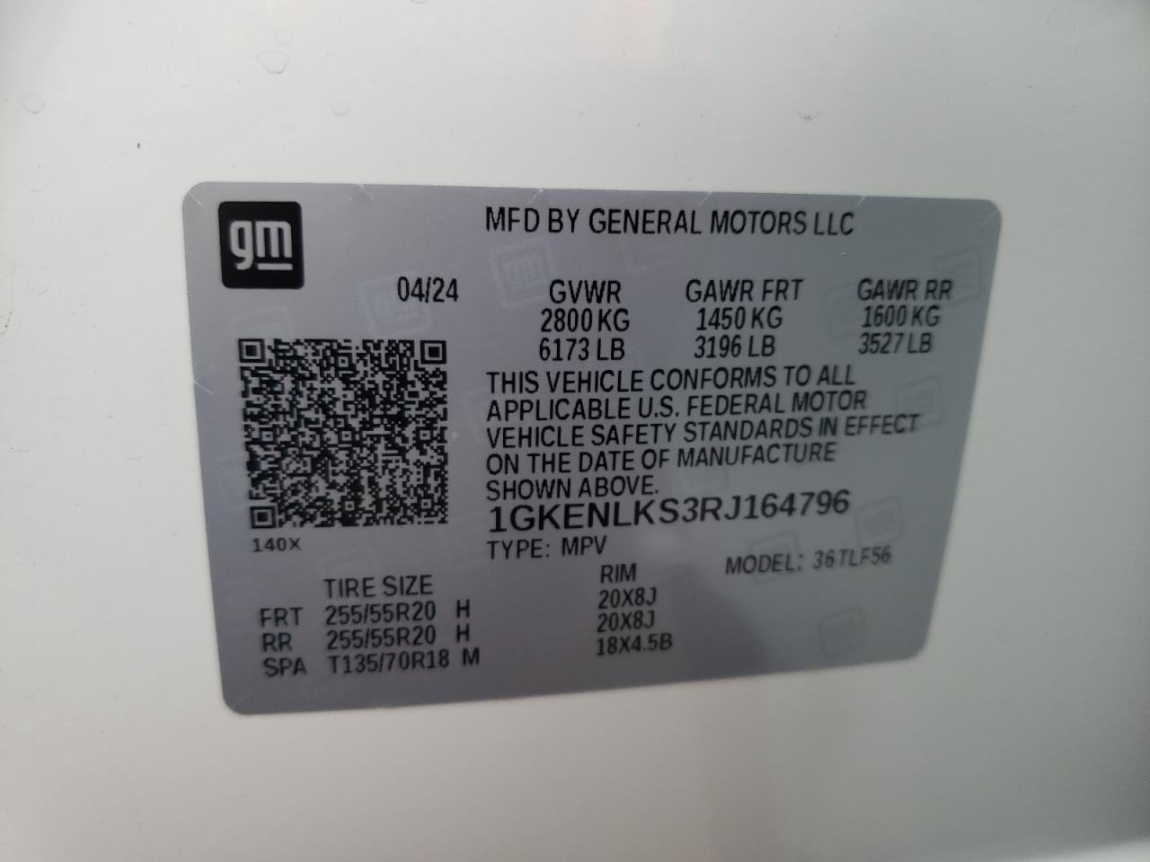 2024 GMC ACADIA DENALI VIN:1GKENLKS3RJ164796