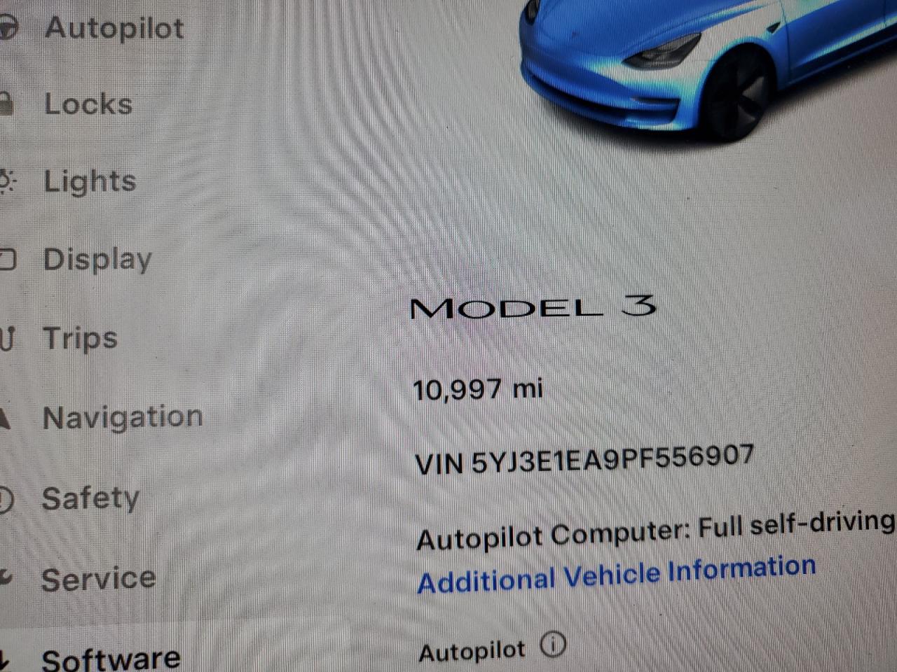 2023 TESLA MODEL 3  VIN:5YJ3E1EA9PF556907