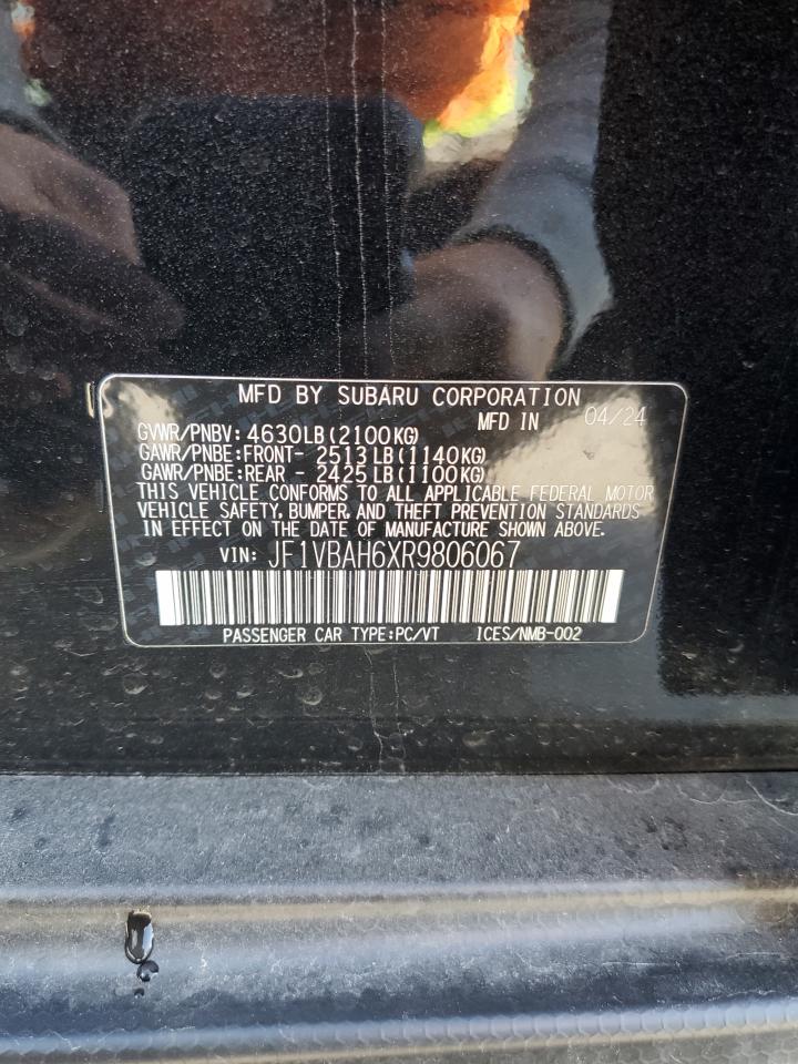 2024 SUBARU WRX PREMIUM VIN:JF1VBAH6XR9806067