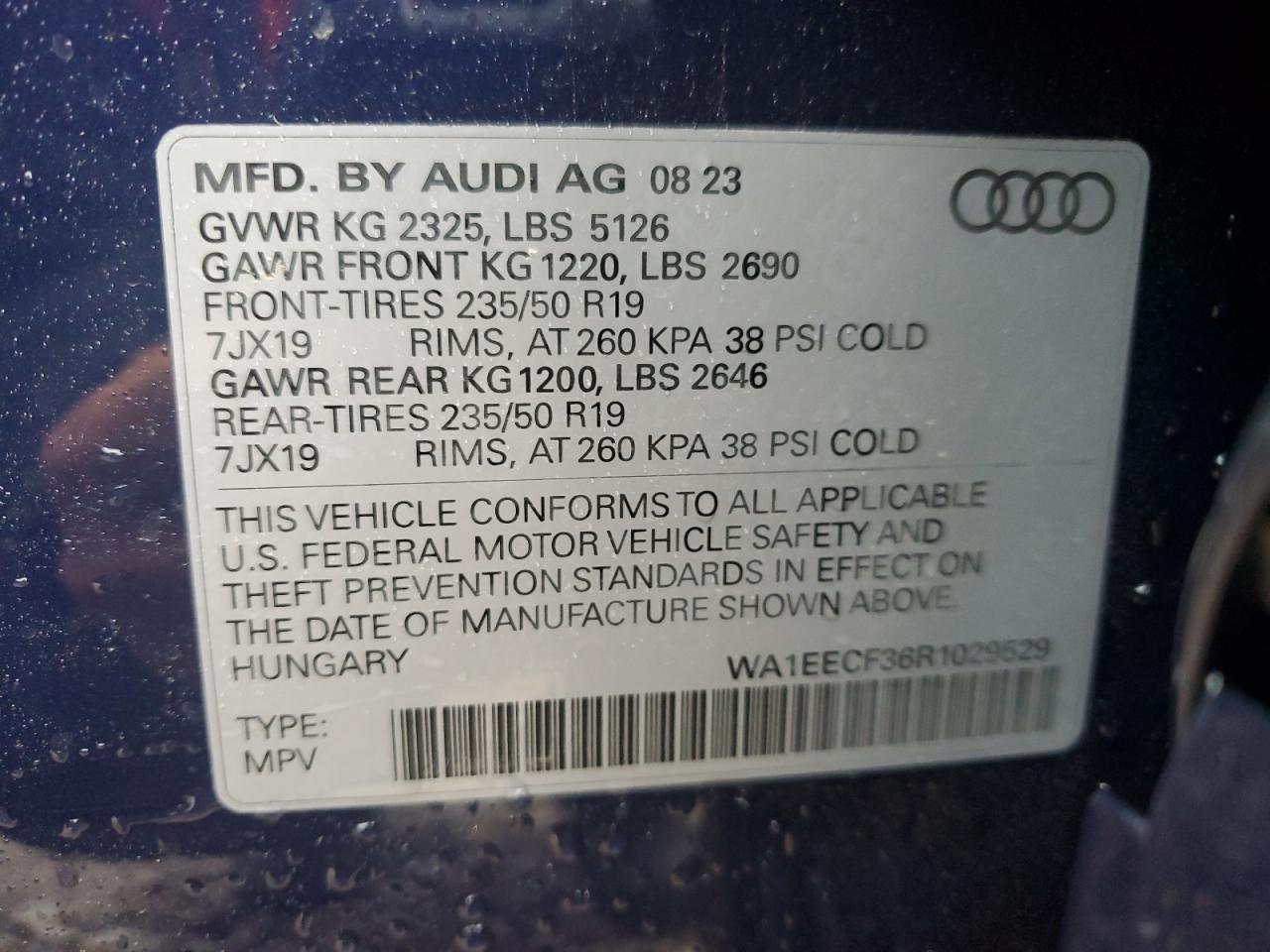 2024 AUDI Q3 PREMIUM PLUS S LINE 45 VIN:WA1EECF36R1029529