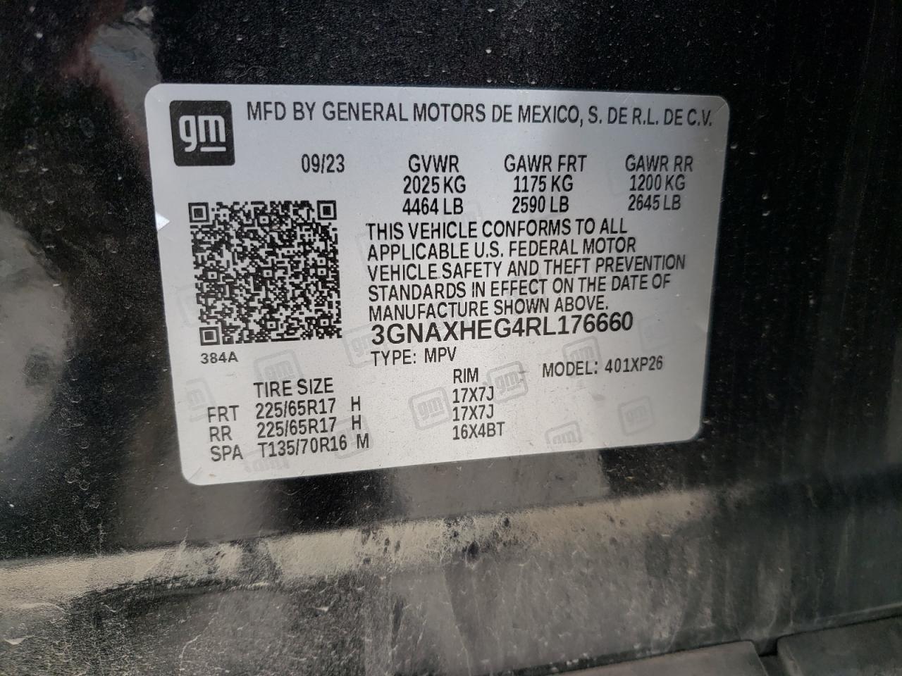 2024 CHEVROLET EQUINOX LS VIN:3GNAXHEG4RL176660