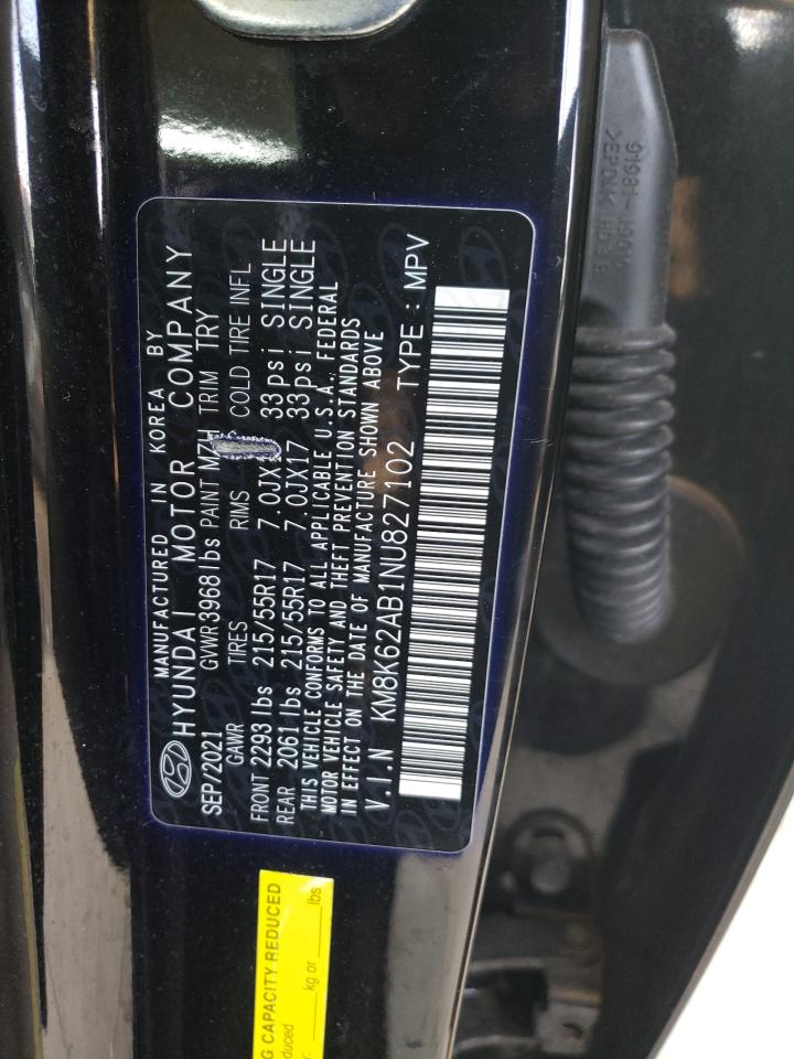 2022 HYUNDAI KONA SEL VIN:KM8K62AB1NU827102