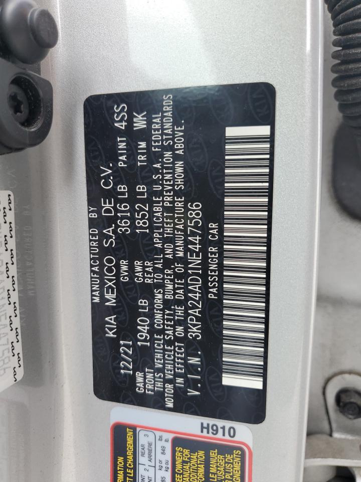 2022 KIA RIO LX VIN:3KPA24AD1NE447586