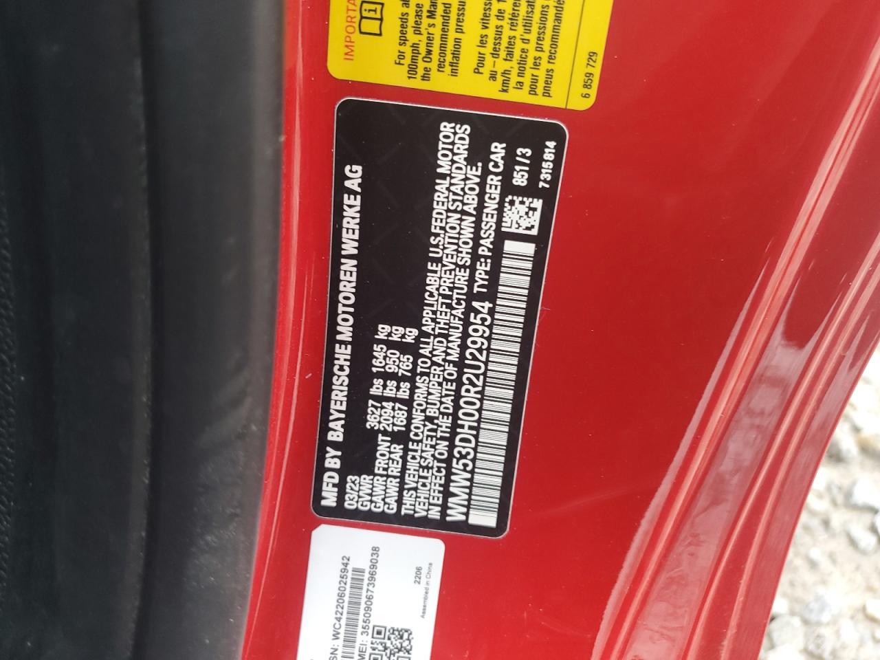 2024 MINI COOPER S VIN:WMW53DH00R2U29954