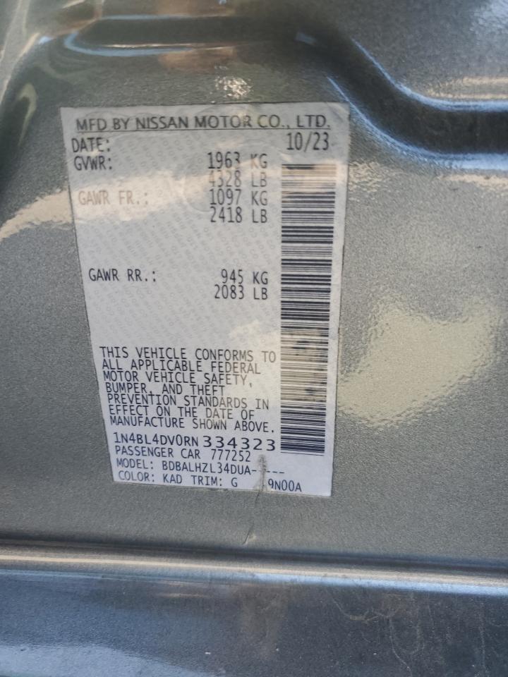 2024 NISSAN ALTIMA SV VIN:1N4BL4DV0RN334323
